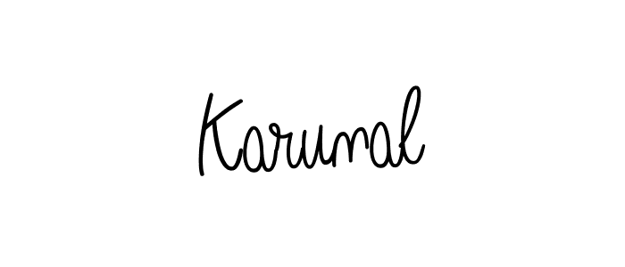 Use a signature maker to create a handwritten signature online. With this signature software, you can design (Angelique-Rose-font-FFP) your own signature for name Karunal. Karunal signature style 5 images and pictures png