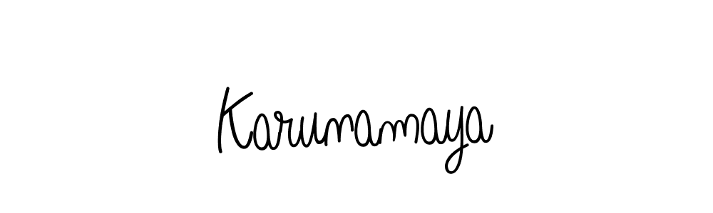 Design your own signature with our free online signature maker. With this signature software, you can create a handwritten (Angelique-Rose-font-FFP) signature for name Karunamaya. Karunamaya signature style 5 images and pictures png