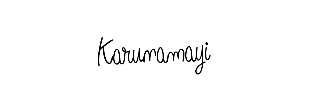 Create a beautiful signature design for name Karunamayi. With this signature (Angelique-Rose-font-FFP) fonts, you can make a handwritten signature for free. Karunamayi signature style 5 images and pictures png