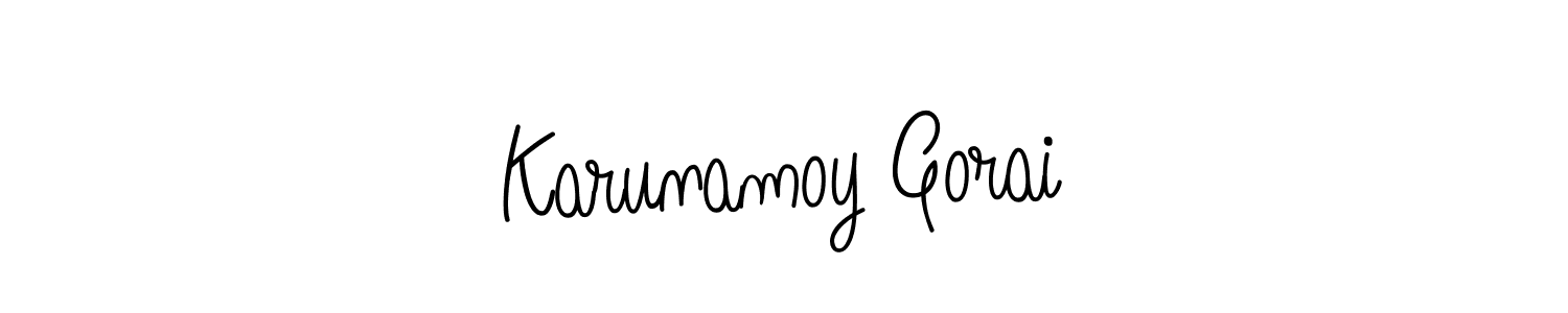 Use a signature maker to create a handwritten signature online. With this signature software, you can design (Angelique-Rose-font-FFP) your own signature for name Karunamoy Gorai. Karunamoy Gorai signature style 5 images and pictures png