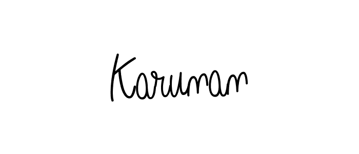 Make a beautiful signature design for name Karunan. With this signature (Angelique-Rose-font-FFP) style, you can create a handwritten signature for free. Karunan signature style 5 images and pictures png