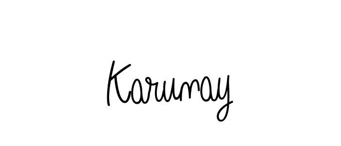 You should practise on your own different ways (Angelique-Rose-font-FFP) to write your name (Karunay) in signature. don't let someone else do it for you. Karunay signature style 5 images and pictures png