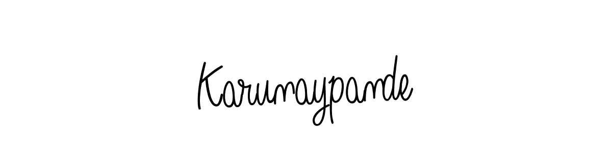 Use a signature maker to create a handwritten signature online. With this signature software, you can design (Angelique-Rose-font-FFP) your own signature for name Karunaypande. Karunaypande signature style 5 images and pictures png