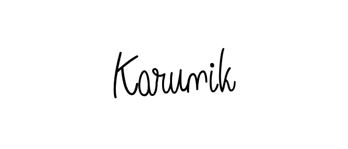 Design your own signature with our free online signature maker. With this signature software, you can create a handwritten (Angelique-Rose-font-FFP) signature for name Karunik. Karunik signature style 5 images and pictures png