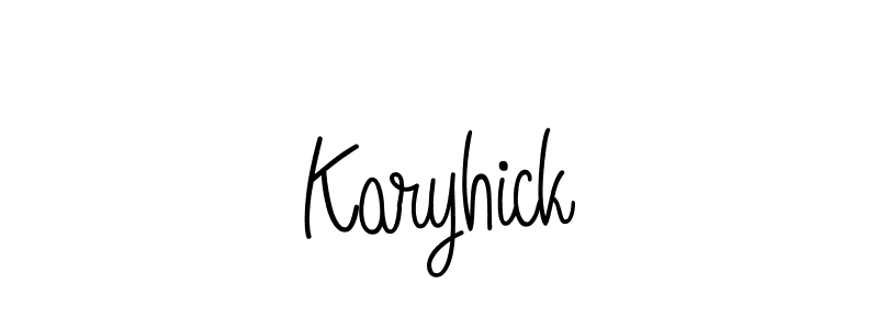 Use a signature maker to create a handwritten signature online. With this signature software, you can design (Angelique-Rose-font-FFP) your own signature for name Karyhick. Karyhick signature style 5 images and pictures png