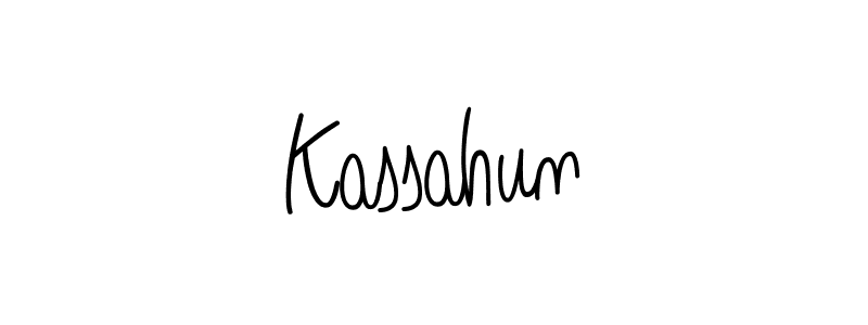 How to make Kassahun name signature. Use Angelique-Rose-font-FFP style for creating short signs online. This is the latest handwritten sign. Kassahun signature style 5 images and pictures png