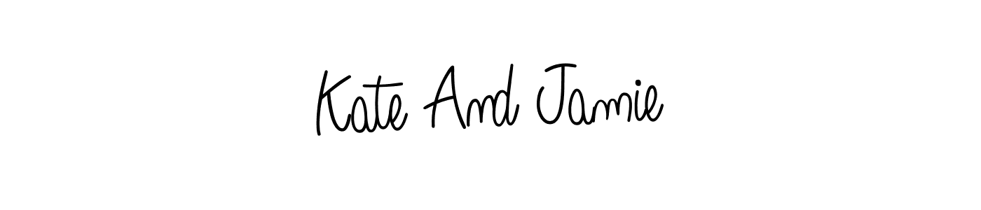 How to make Kate And Jamie name signature. Use Angelique-Rose-font-FFP style for creating short signs online. This is the latest handwritten sign. Kate And Jamie signature style 5 images and pictures png