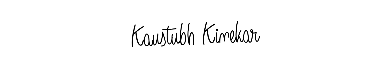 You should practise on your own different ways (Angelique-Rose-font-FFP) to write your name (Kaustubh Kinekar) in signature. don't let someone else do it for you. Kaustubh Kinekar signature style 5 images and pictures png