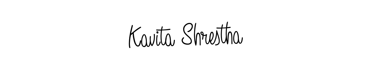 You should practise on your own different ways (Angelique-Rose-font-FFP) to write your name (Kavita Shrestha) in signature. don't let someone else do it for you. Kavita Shrestha signature style 5 images and pictures png
