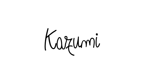 Make a beautiful signature design for name Kazumi. With this signature (Angelique-Rose-font-FFP) style, you can create a handwritten signature for free. Kazumi signature style 5 images and pictures png