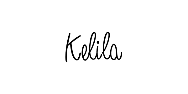 Use a signature maker to create a handwritten signature online. With this signature software, you can design (Angelique-Rose-font-FFP) your own signature for name Kelila. Kelila signature style 5 images and pictures png