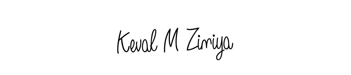 Use a signature maker to create a handwritten signature online. With this signature software, you can design (Angelique-Rose-font-FFP) your own signature for name Keval M Ziniya. Keval M Ziniya signature style 5 images and pictures png