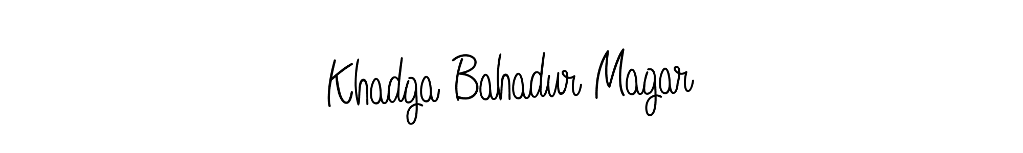 Use a signature maker to create a handwritten signature online. With this signature software, you can design (Angelique-Rose-font-FFP) your own signature for name Khadga Bahadur Magar. Khadga Bahadur Magar signature style 5 images and pictures png