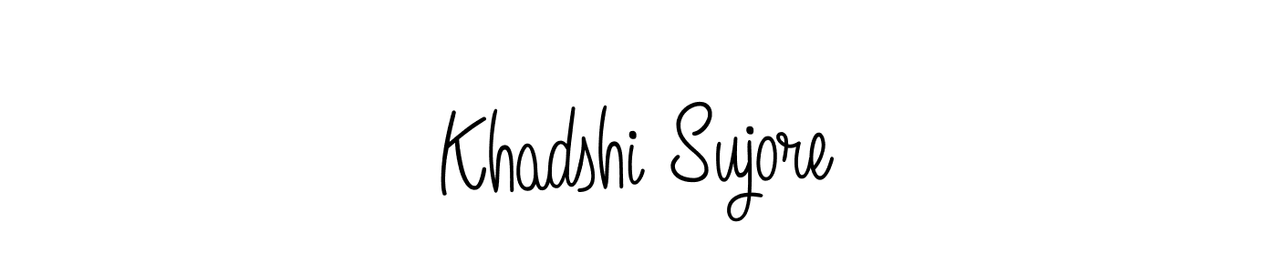 You should practise on your own different ways (Angelique-Rose-font-FFP) to write your name (Khadshi Sujore) in signature. don't let someone else do it for you. Khadshi Sujore signature style 5 images and pictures png