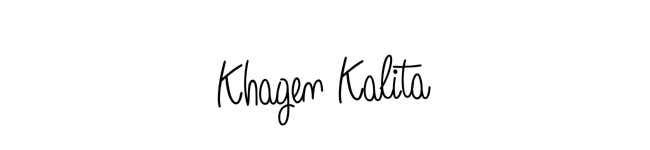 The best way (Angelique-Rose-font-FFP) to make a short signature is to pick only two or three words in your name. The name Khagen Kalita include a total of six letters. For converting this name. Khagen Kalita signature style 5 images and pictures png