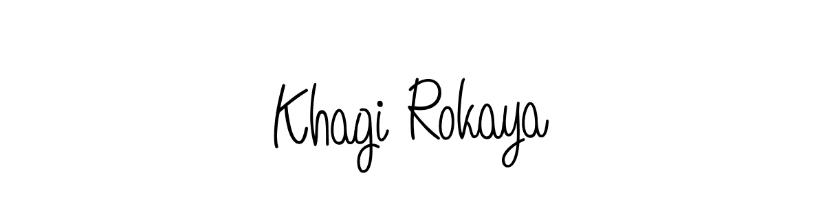 Use a signature maker to create a handwritten signature online. With this signature software, you can design (Angelique-Rose-font-FFP) your own signature for name Khagi Rokaya. Khagi Rokaya signature style 5 images and pictures png