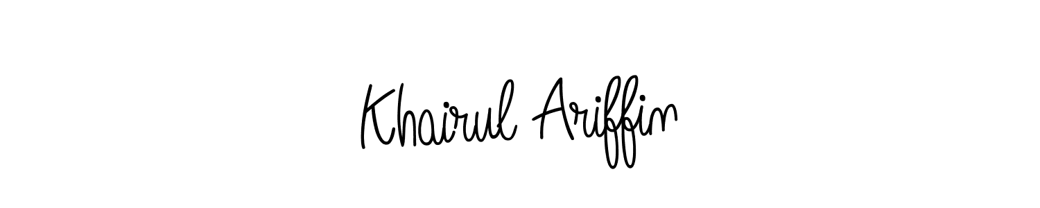 You should practise on your own different ways (Angelique-Rose-font-FFP) to write your name (Khairul Ariffin) in signature. don't let someone else do it for you. Khairul Ariffin signature style 5 images and pictures png