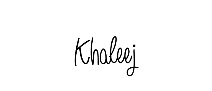 Use a signature maker to create a handwritten signature online. With this signature software, you can design (Angelique-Rose-font-FFP) your own signature for name Khaleej. Khaleej signature style 5 images and pictures png