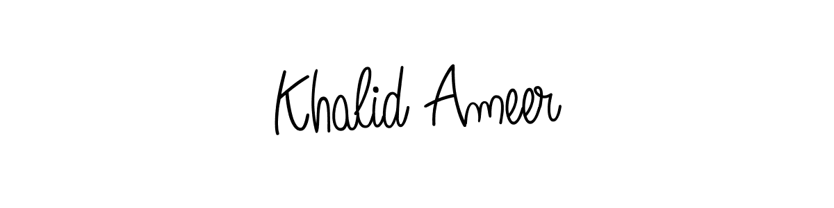 You should practise on your own different ways (Angelique-Rose-font-FFP) to write your name (Khalid Ameer) in signature. don't let someone else do it for you. Khalid Ameer signature style 5 images and pictures png