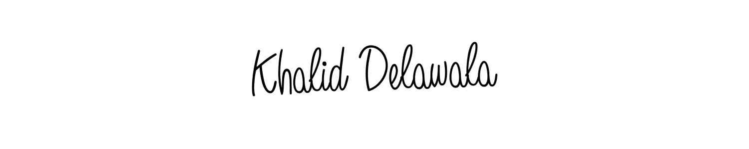 Use a signature maker to create a handwritten signature online. With this signature software, you can design (Angelique-Rose-font-FFP) your own signature for name Khalid Delawala. Khalid Delawala signature style 5 images and pictures png