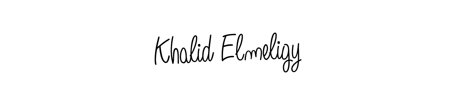 The best way (Angelique-Rose-font-FFP) to make a short signature is to pick only two or three words in your name. The name Khalid Elmeligy include a total of six letters. For converting this name. Khalid Elmeligy signature style 5 images and pictures png