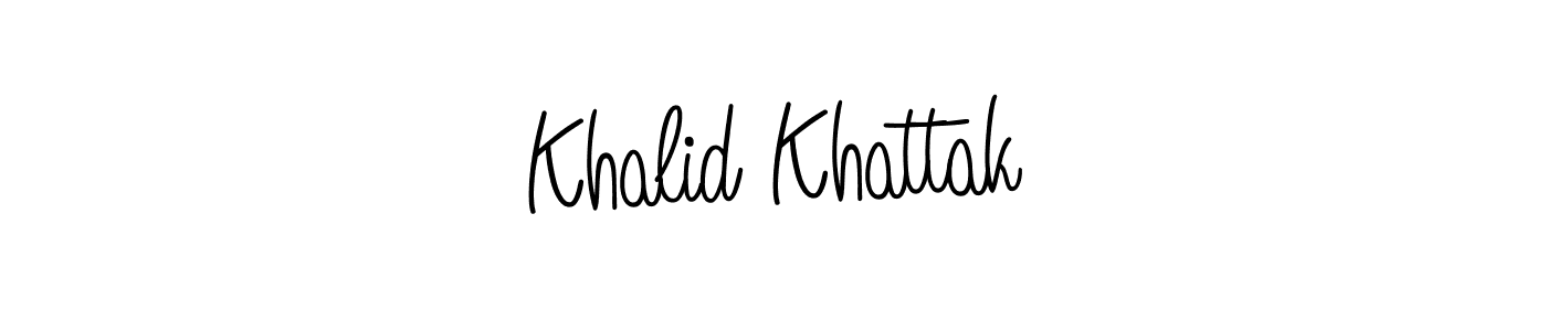 You should practise on your own different ways (Angelique-Rose-font-FFP) to write your name (Khalid Khattak) in signature. don't let someone else do it for you. Khalid Khattak signature style 5 images and pictures png