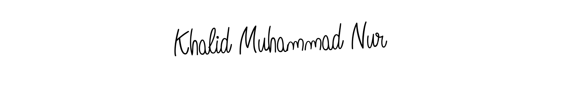 Use a signature maker to create a handwritten signature online. With this signature software, you can design (Angelique-Rose-font-FFP) your own signature for name Khalid Muhammad Nur. Khalid Muhammad Nur signature style 5 images and pictures png