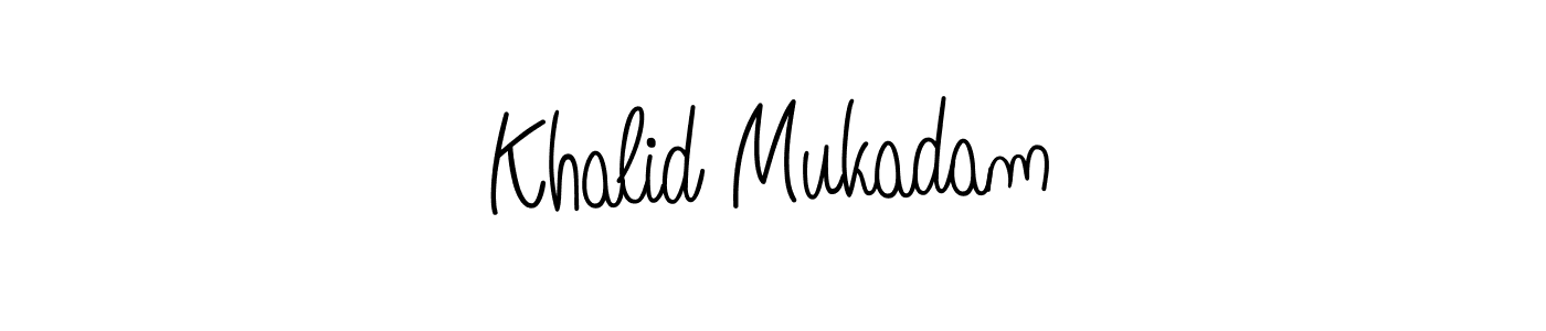 The best way (Angelique-Rose-font-FFP) to make a short signature is to pick only two or three words in your name. The name Khalid Mukadam include a total of six letters. For converting this name. Khalid Mukadam signature style 5 images and pictures png