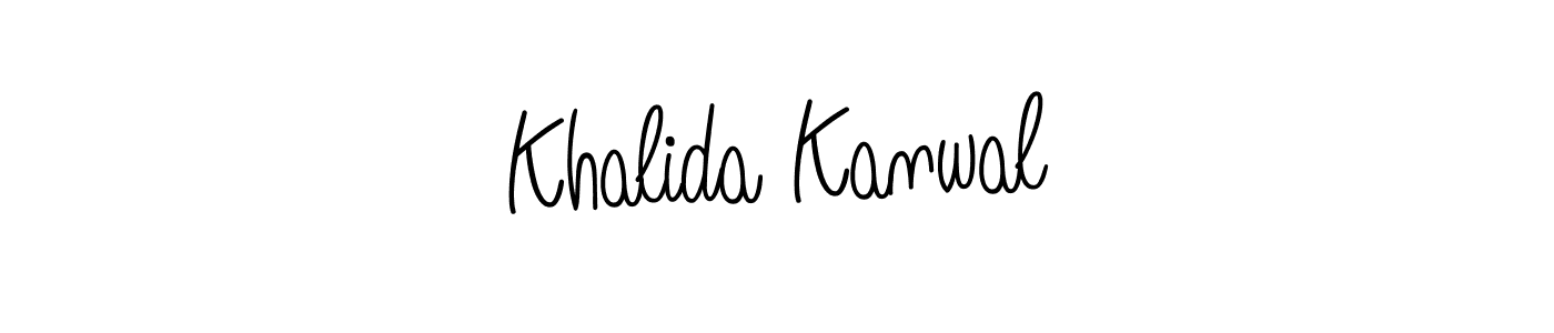 Make a beautiful signature design for name Khalida Kanwal. With this signature (Angelique-Rose-font-FFP) style, you can create a handwritten signature for free. Khalida Kanwal signature style 5 images and pictures png