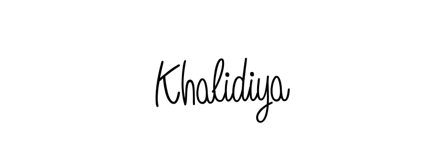 Use a signature maker to create a handwritten signature online. With this signature software, you can design (Angelique-Rose-font-FFP) your own signature for name Khalidiya. Khalidiya signature style 5 images and pictures png