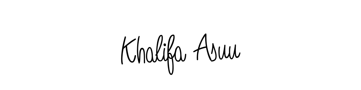 Use a signature maker to create a handwritten signature online. With this signature software, you can design (Angelique-Rose-font-FFP) your own signature for name Khalifa Asuu. Khalifa Asuu signature style 5 images and pictures png