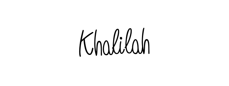 Make a beautiful signature design for name Khalilah. With this signature (Angelique-Rose-font-FFP) style, you can create a handwritten signature for free. Khalilah signature style 5 images and pictures png