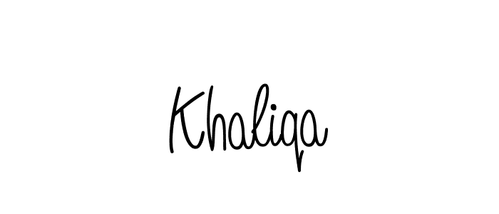 Make a beautiful signature design for name Khaliqa. With this signature (Angelique-Rose-font-FFP) style, you can create a handwritten signature for free. Khaliqa signature style 5 images and pictures png