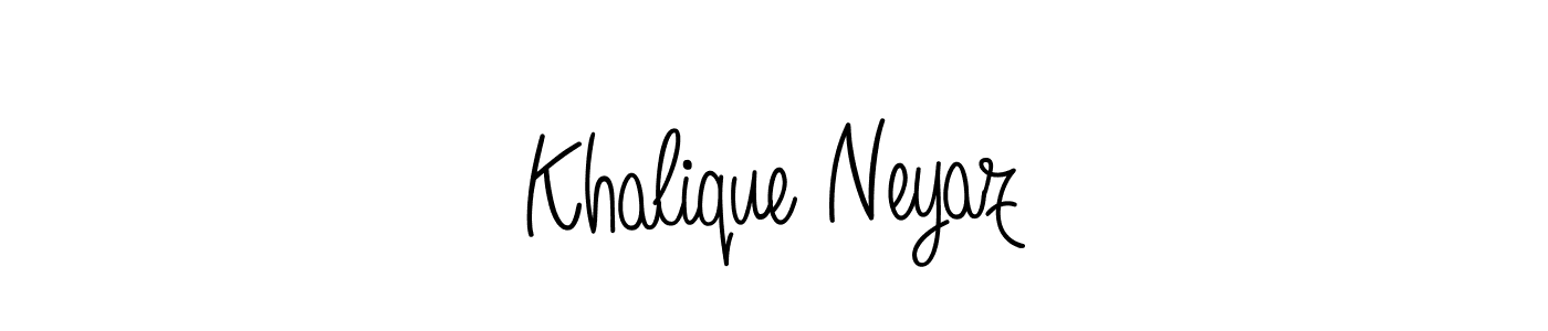 The best way (Angelique-Rose-font-FFP) to make a short signature is to pick only two or three words in your name. The name Khalique Neyaz include a total of six letters. For converting this name. Khalique Neyaz signature style 5 images and pictures png