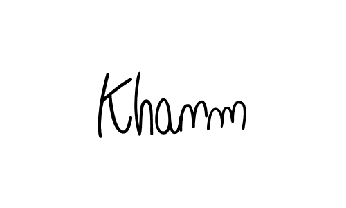 Make a beautiful signature design for name Khanm. With this signature (Angelique-Rose-font-FFP) style, you can create a handwritten signature for free. Khanm signature style 5 images and pictures png