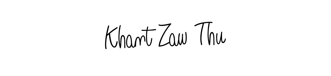 Use a signature maker to create a handwritten signature online. With this signature software, you can design (Angelique-Rose-font-FFP) your own signature for name Khant Zaw Thu. Khant Zaw Thu signature style 5 images and pictures png
