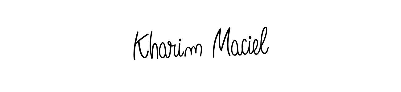 Use a signature maker to create a handwritten signature online. With this signature software, you can design (Angelique-Rose-font-FFP) your own signature for name Kharim Maciel. Kharim Maciel signature style 5 images and pictures png
