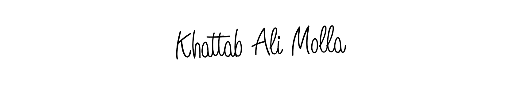 The best way (Angelique-Rose-font-FFP) to make a short signature is to pick only two or three words in your name. The name Khattab Ali Molla include a total of six letters. For converting this name. Khattab Ali Molla signature style 5 images and pictures png