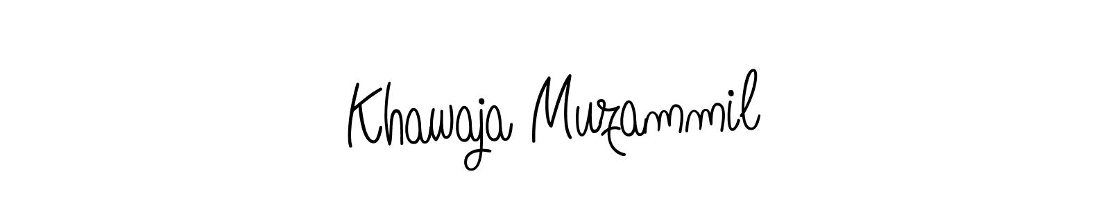 How to make Khawaja Muzammil name signature. Use Angelique-Rose-font-FFP style for creating short signs online. This is the latest handwritten sign. Khawaja Muzammil signature style 5 images and pictures png