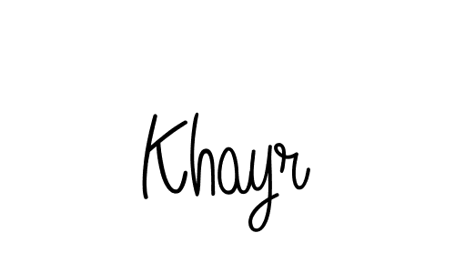 The best way (Angelique-Rose-font-FFP) to make a short signature is to pick only two or three words in your name. The name Khayr include a total of six letters. For converting this name. Khayr signature style 5 images and pictures png