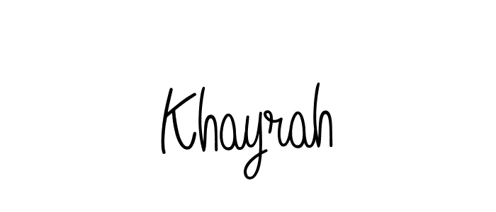 How to make Khayrah name signature. Use Angelique-Rose-font-FFP style for creating short signs online. This is the latest handwritten sign. Khayrah signature style 5 images and pictures png
