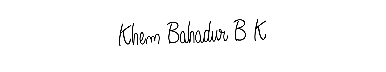 Use a signature maker to create a handwritten signature online. With this signature software, you can design (Angelique-Rose-font-FFP) your own signature for name Khem Bahadur B K. Khem Bahadur B K signature style 5 images and pictures png