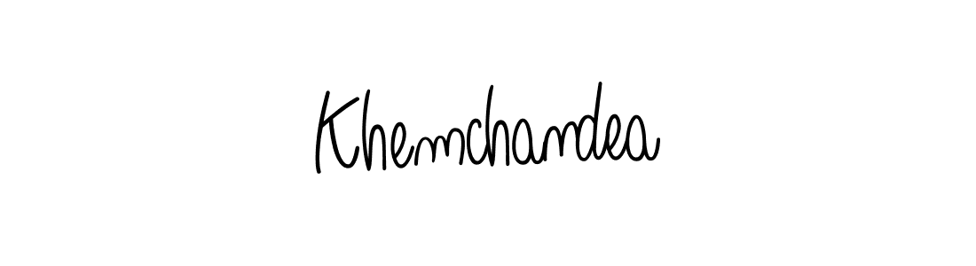 How to make Khemchandea name signature. Use Angelique-Rose-font-FFP style for creating short signs online. This is the latest handwritten sign. Khemchandea signature style 5 images and pictures png