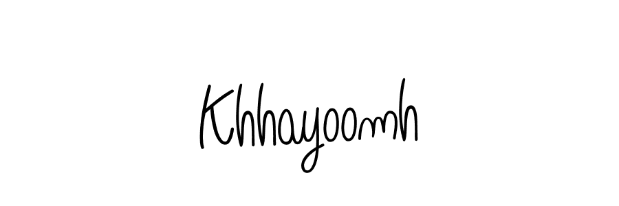 You should practise on your own different ways (Angelique-Rose-font-FFP) to write your name (Khhayoomh) in signature. don't let someone else do it for you. Khhayoomh signature style 5 images and pictures png