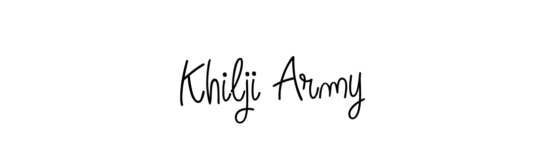 How to make Khilji Army name signature. Use Angelique-Rose-font-FFP style for creating short signs online. This is the latest handwritten sign. Khilji Army signature style 5 images and pictures png