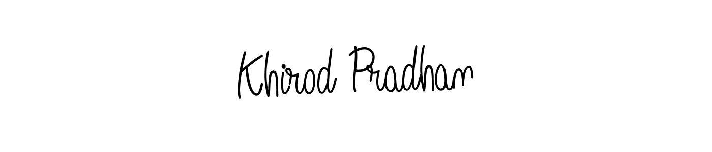 Use a signature maker to create a handwritten signature online. With this signature software, you can design (Angelique-Rose-font-FFP) your own signature for name Khirod Pradhan. Khirod Pradhan signature style 5 images and pictures png