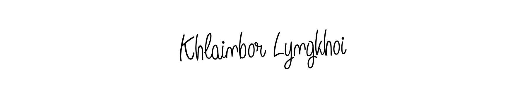 The best way (Angelique-Rose-font-FFP) to make a short signature is to pick only two or three words in your name. The name Khlainbor Lyngkhoi include a total of six letters. For converting this name. Khlainbor Lyngkhoi signature style 5 images and pictures png