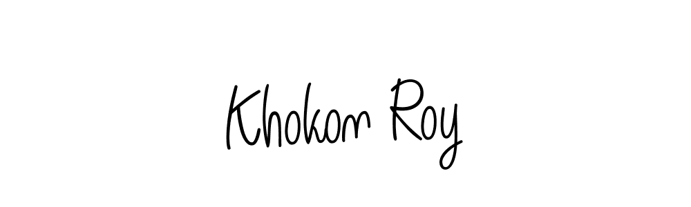 You should practise on your own different ways (Angelique-Rose-font-FFP) to write your name (Khokon Roy) in signature. don't let someone else do it for you. Khokon Roy signature style 5 images and pictures png