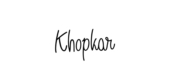 Make a beautiful signature design for name Khopkar. With this signature (Angelique-Rose-font-FFP) style, you can create a handwritten signature for free. Khopkar signature style 5 images and pictures png