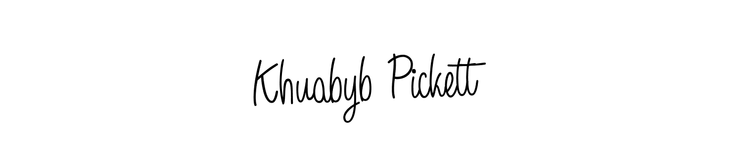 You should practise on your own different ways (Angelique-Rose-font-FFP) to write your name (Khuabyb Pickett) in signature. don't let someone else do it for you. Khuabyb Pickett signature style 5 images and pictures png